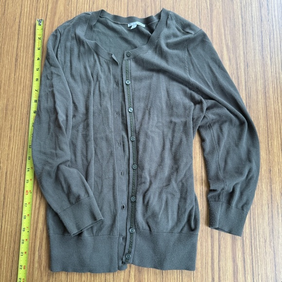 Halogen Button-Up Cardigan | Khaki Green | 3/4 Sleeve | Size Small - Picture 1 of 3